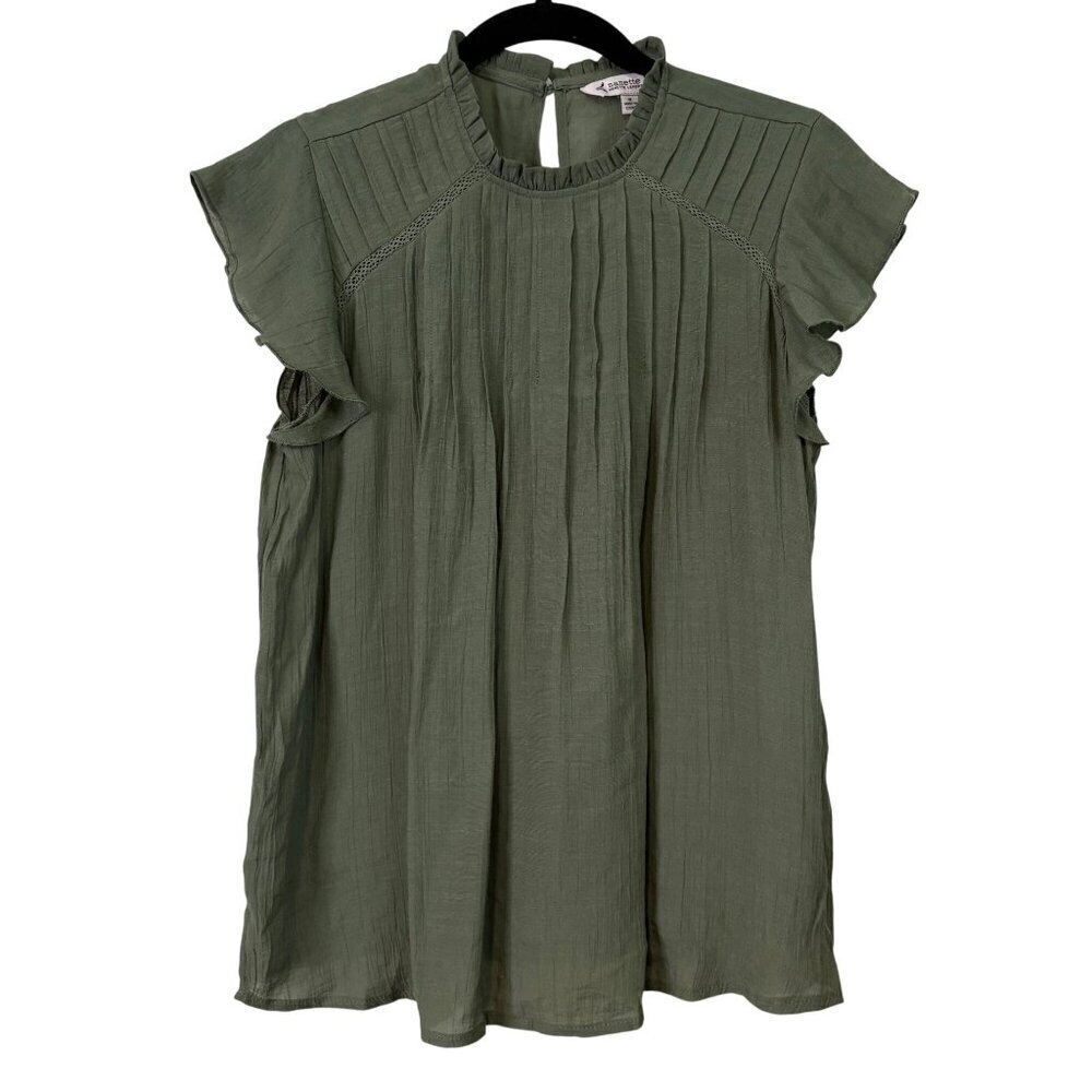 Nanette Lepore Flutter Sleeve Feminine Mock Frilly Neckline Blouse Size S